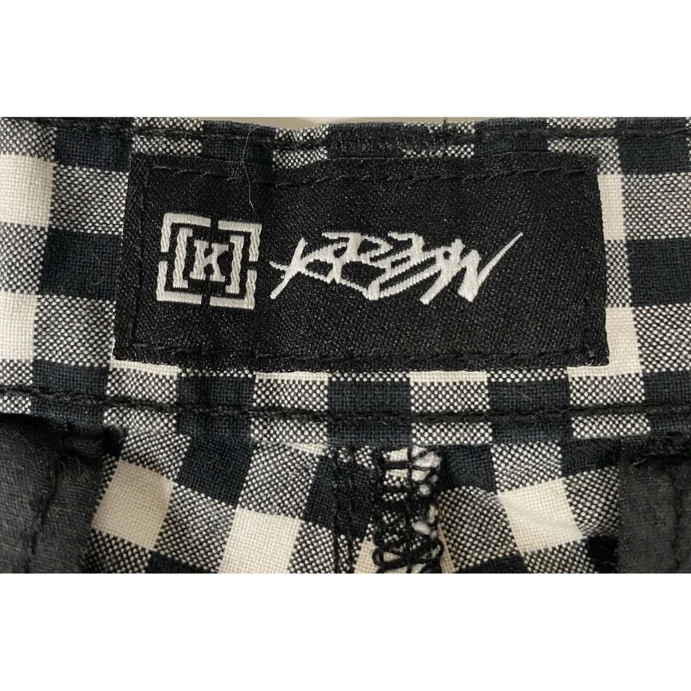 KROW Mens Shorts Black White Check Plaid Sz 32 Skater Motocross BMX Street Wear